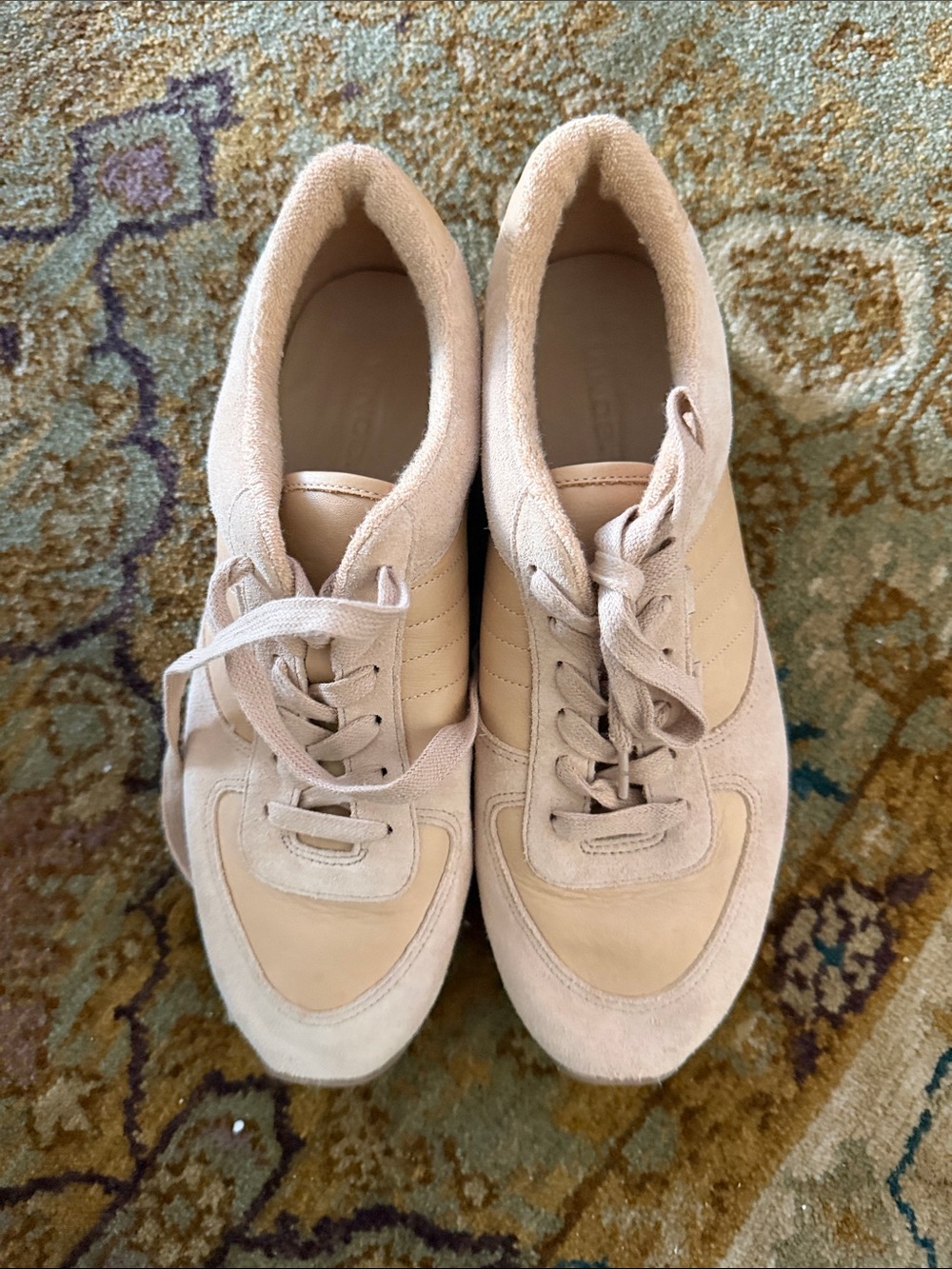 Vince Pasha II Minimalist Leather / Suede Sneakers - Blush Neutral